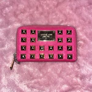 Pink studded Michael kors wallet
